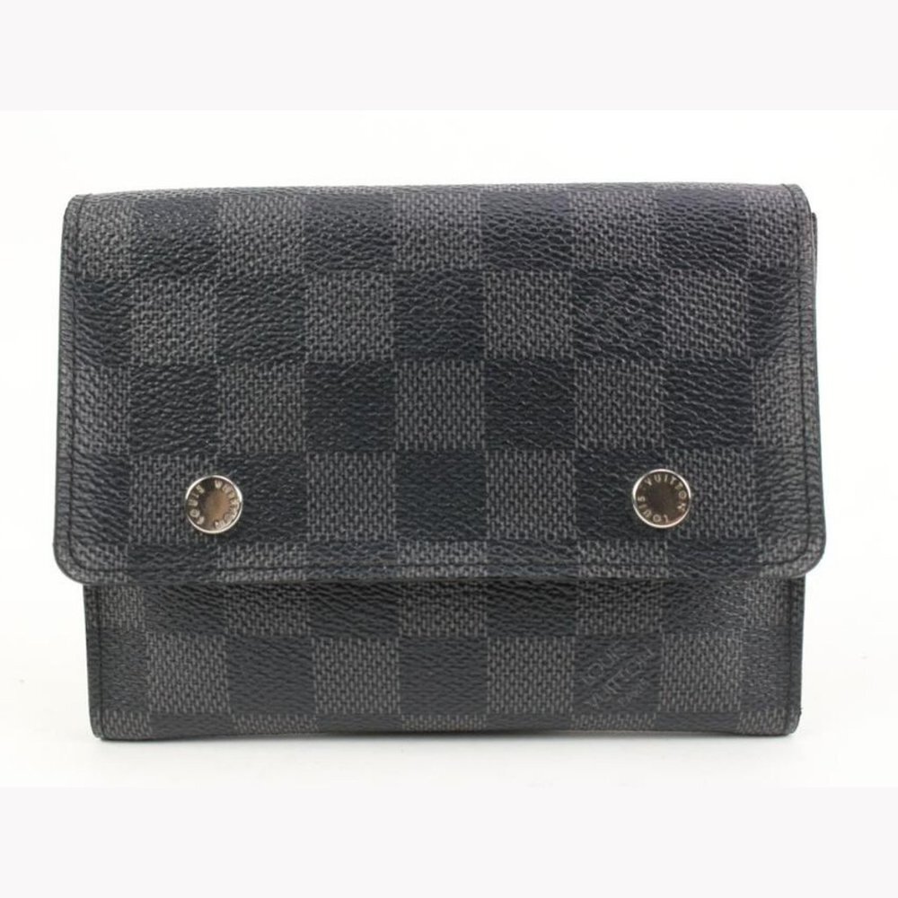Louis Vuitton Black Damier Graphite Compact Snap Wallet 2lk318s